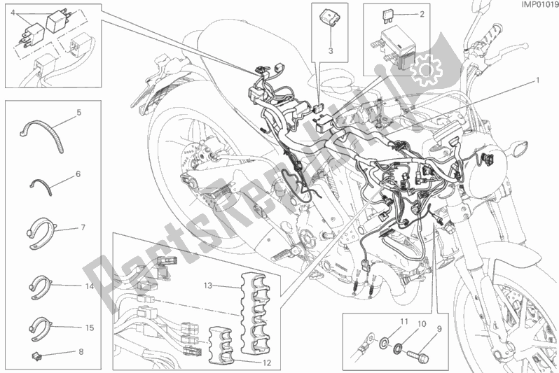 Alle onderdelen voor de Kabelboom van de Ducati Scrambler Flat Track Thailand USA 803 2018